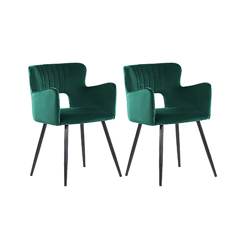 Beliani Chaise de salle à manger SANILAC Set de 2 Velours Vert émeraude