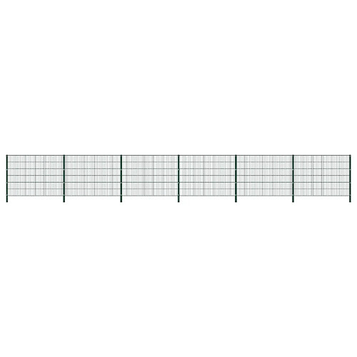 vidaXL Panneau de clôture avec poteaux Fer 10,2 x 1,2 m Vert