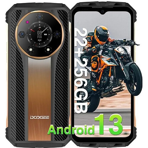 DOOGEE S110 Téléphone Portable Incassable G99 6.58" FHD 120Hz 22Go+256Go 10800mAh 50MP étanche Face ID Dual SIM - Or