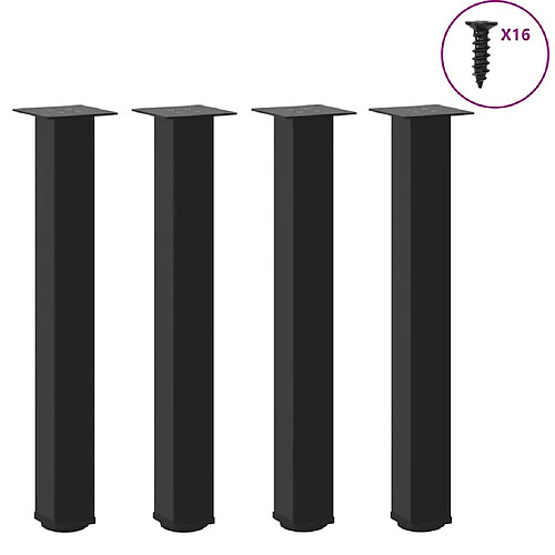 vidaXL Pieds de table basse 4 pcs noir 72-74 cm acier