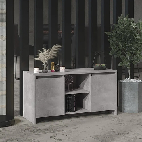 Maison Chic Meuble TV scandinave - Banc TV pour salon Gris béton 102x37,5x52,5 cm Aggloméré -MN79856