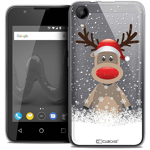 Caseink Coque Housse Etui Wiko Sunny 2 (4 ) [Crystal Gel HD Collection Noël 2017 Design Cerf au Bonnet - Souple - Ultra Fin - Imprimé en France]