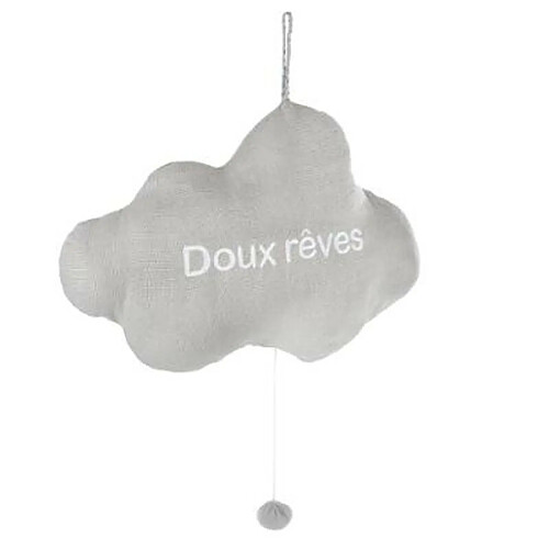 Coussin Déco Musical Nuage 30cm Gris