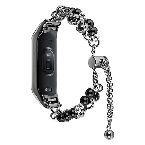 Bracelet en métal bijoux en perles ajustables pour votre Xiaomi Mi Band 3/4 - noir