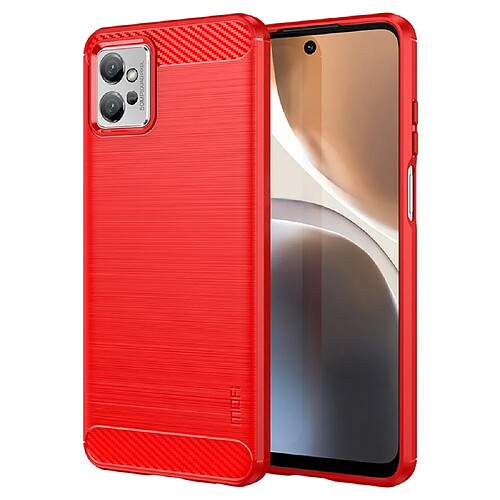 Coque en TPU MOFI surface brossée, anti-rayures, texture en fibre de carbone pour votre Motorola Moto G32 4G - rouge