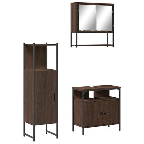 Maison Chic Armoire de Bain | Ensemble de 3 meubles salle de bain Chêne marron -GKD61646