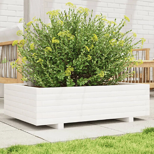 vidaXL Jardinière blanc 90x60x26,5 cm bois de pin massif