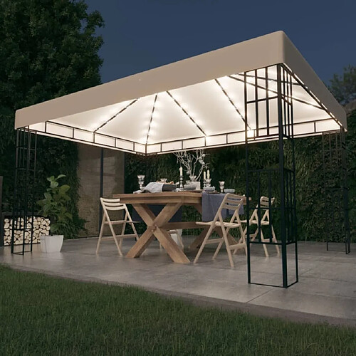 Maison Chic Tonnelle | Pergola avec guirlande lumineuse à LED 3x4 m Crème -GKD50799