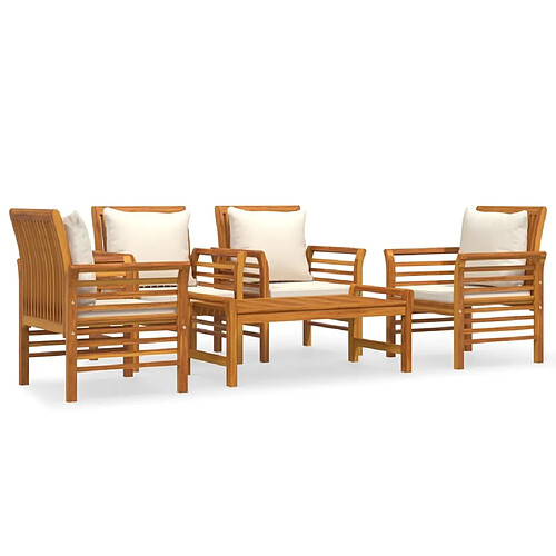 Maison Chic Salon de jardin 5 pcs + coussins - Mobilier/Meubles de jardin - Table et chaises d'extérieur Bois massif d'acacia -MN58772