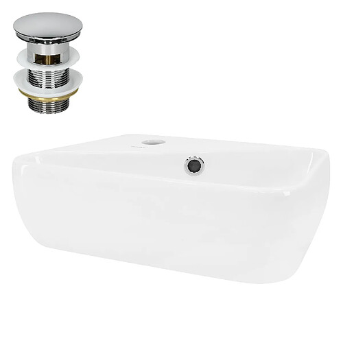 ML-Design Lavabo à poser en céramique blanc avec garniture vidage chrome 450x270x130 mm