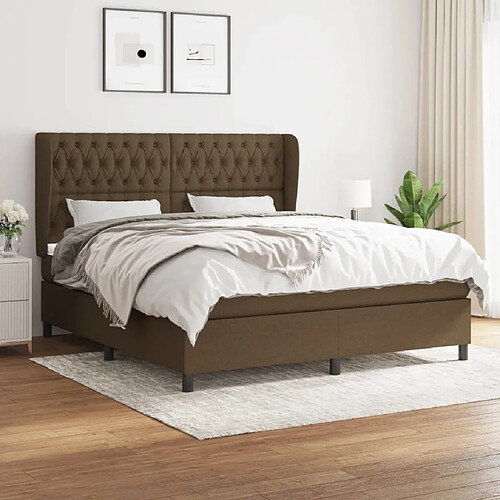 Maison Chic Lit Adulte - Lit simple Lit à sommier tapissier avec matelas moelleux - Meuble de Chambre - Marron foncé 180x200 cm -MN41639