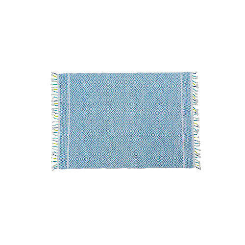 Alter Tapis moderne Ontario, style kilim, 100% coton, bleu, 230x160cm