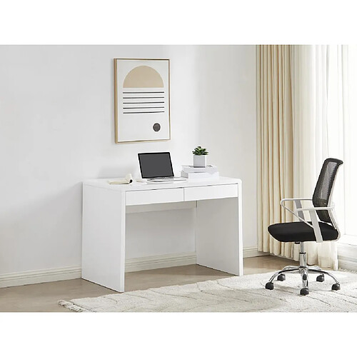 Vente-Unique Bureau avec 2 tiroirs - MDF - Blanc laqué - VACELA