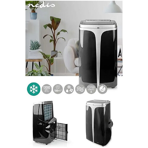 NEDIS Climatiseur mobile ventilateur et déshumidificateur 12 000 BTU Télécommande Eco Classe énergétique A