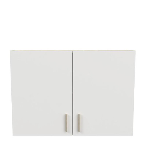 Dansmamaison Meuble haut de cuisine 2 portes 100 cm Blanc/Chêne - ABINCI