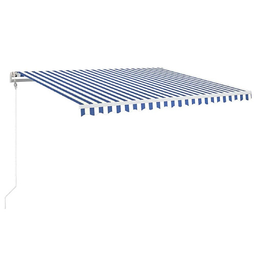 Maison Chic Auvent automatique | Store banne extérieur | Marquise capteur de vent/LED 400x350 cm Bleu et blanc -MN10387