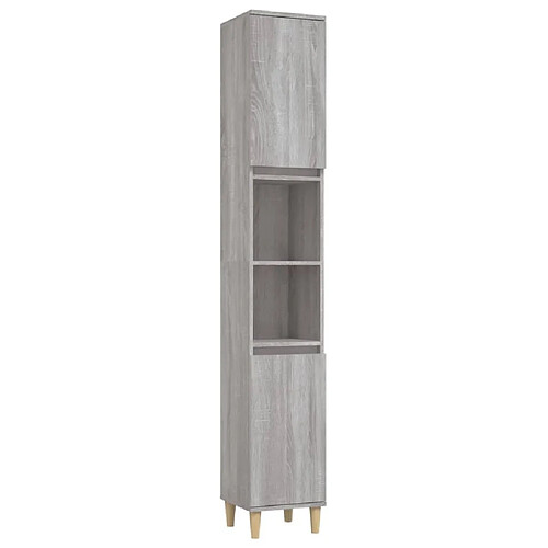 Maison Chic Armoire de bain,Meuble de rangement de salle de bain,Meuble haut sonoma gris 30x30x190 cm bois d'ingénierie -GKD916397