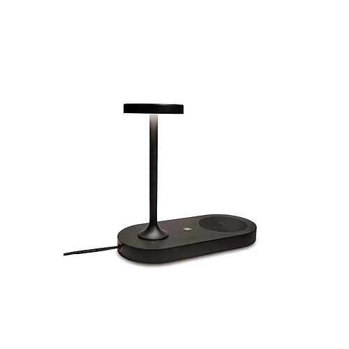 Inspired Lampe de table Ceres avec chargeur à induction pour téléphone portable et chargeur USB, LED 6W, 3000K, 450lm, Noir, 3 ans de garantie