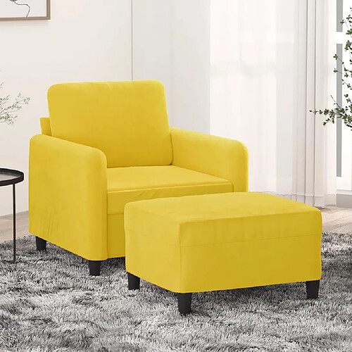 vidaXL Fauteuil avec repose-pied jaune 60 cm velours