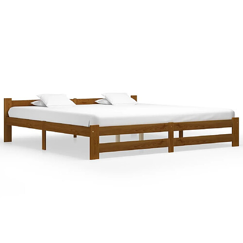 Maison Chic Lit adulte - Lit simple Cadre de lit,Structure du lit Contemporain Marron miel Bois de pin massif 200x200 cm -MN85802