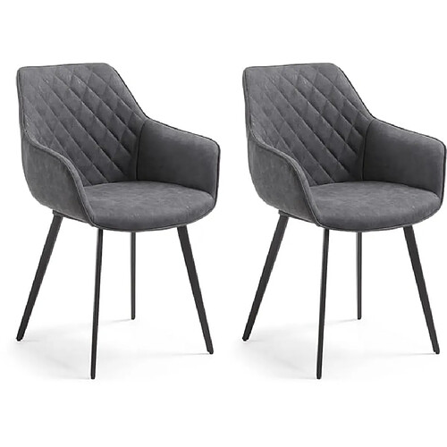 LF SALON Chaise Lot de 2 chaises Aminy graphite