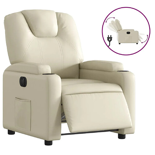 Maison Chic Fauteuil Relax pour salon, Fauteuil inclinable électrique Crème Similicuir -GKD91595