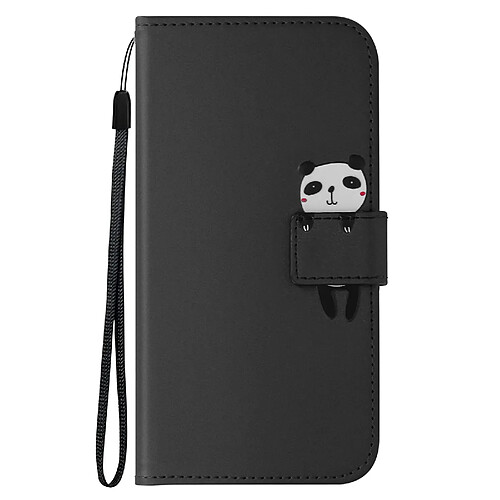 Avizar Étui Panda pour Samsung S23 Portefeuille Support Vidéo Dragonne Noir