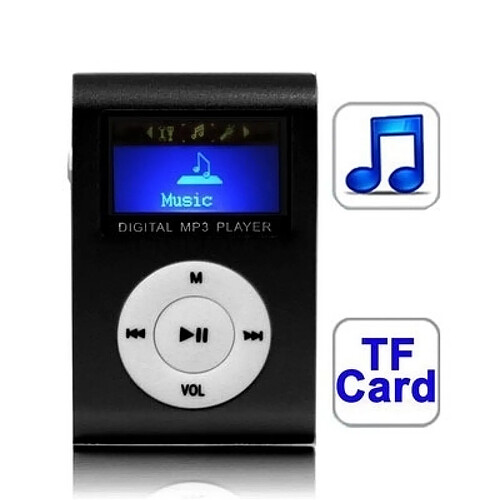 Wewoo Lecteur MP3 noir de carte TF Micro SD MP3 avec écran LCD, clip en métal