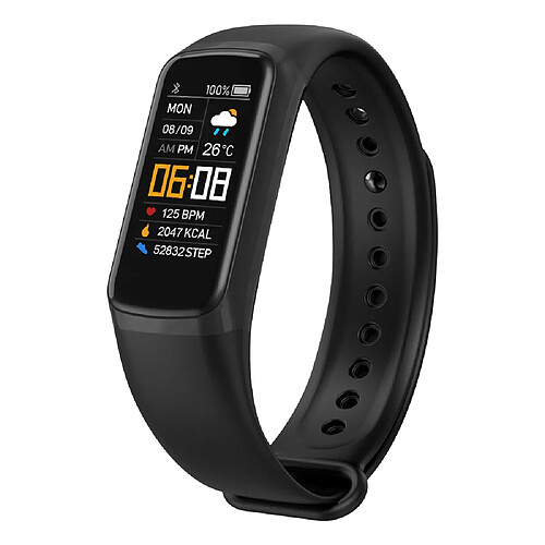 INF Bracelet d'activité avec moniteur de pouls, d'oxygène sanguin et podomètre Black