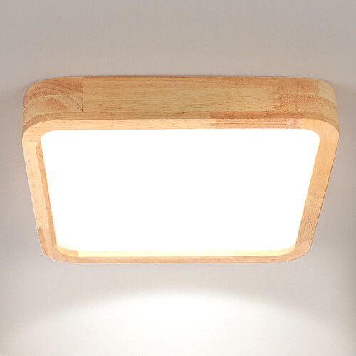 Stoex Plafonnier Intérieur Lampe De Plafond Carré En Bois Luminaire Plafonnier Led 6000K Plafonnier Moderne Pour Chambres À Coucher,Salons Couloirs