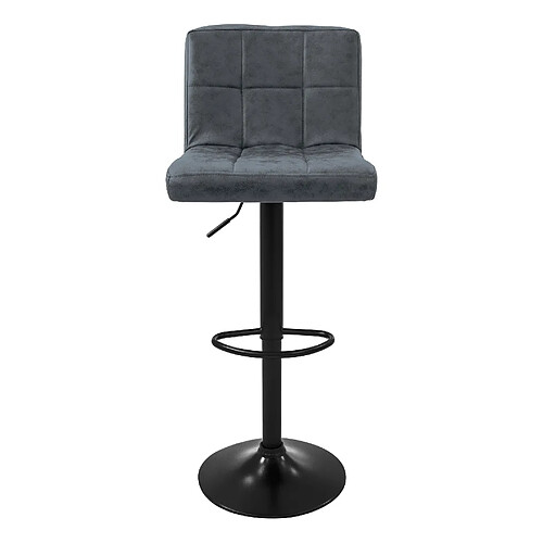 Tabouret de bar set de 2 pièces Anthracite revêtement similicuir avec dossier et repose-pieds réglable en hauteur 63-83cm ML-Design