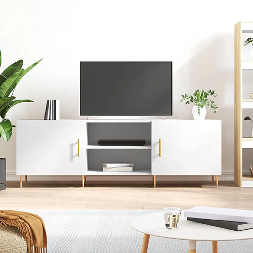 Maison Chic Meuble TV scandinave - Banc TV pour salon blanc 150x30x50 cm bois d'ingénierie -MN15973