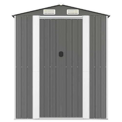 Helloshop26 Abri de jardin cabane cabanon maison de stockage remise extérieur hangar outils robuste clair 192 x 357 x 223 cm acier galvanisé gris 02_0022257