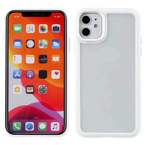 Coque en TPU + acrylique mat double couche blanc pour votre Apple iPhone 11 6.1 pouces