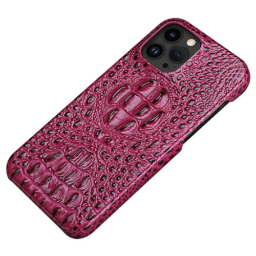 Coque en TPU + cuir véritable texture crocodile, anti-chocs, anti-chutte pour votre iPhone 14 Pro Max - rouge vin