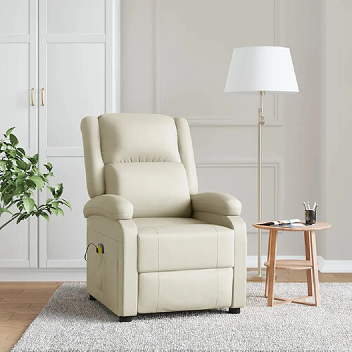 vidaXL Fauteuil de massage Crème Similicuir