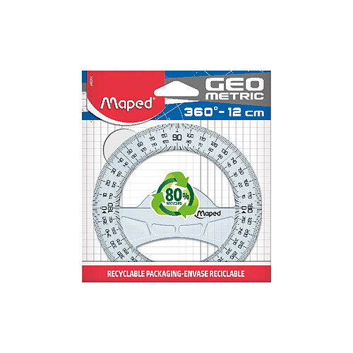 Maped Rapporteur Geometric 360 deg, 120 mm, en plastique ()