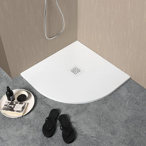 Kiamami Valentina PLATEAU DE DOUCHE ANGULAIRE 90X90 EN RÉSINE BLANCHE FINE | MUSE