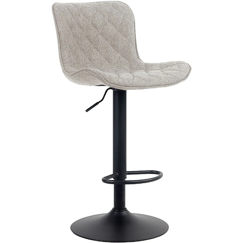 Decoshop26 Tabouret de bar x1 coutures décoratives pied trompette hauteur réglable en métal noir assise en tissu taupe 10_0004862