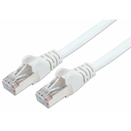 PremiumCord Câble Patch, CAT6a, S/FTP, PIMF, Ethernet, LAN, Rapide, Flexible et Durable RJ45 10Gbit/s Câble, AWG 26/7, Câble en Cuivre 100% CU, Blanc, 0,25 m