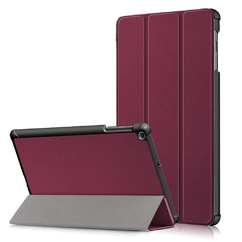 Etui en PU triple pli avec support rouge vin pour votre Samsung Galaxy TAB A 10.1 2019 SM-T510/SM-T515