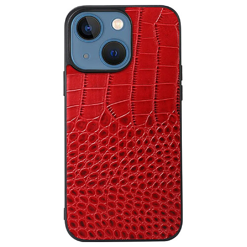 Coque en cuir véritable anti-rayures, texture crocodile rouge pour votre iPhone 13 mini 5.4 pouces