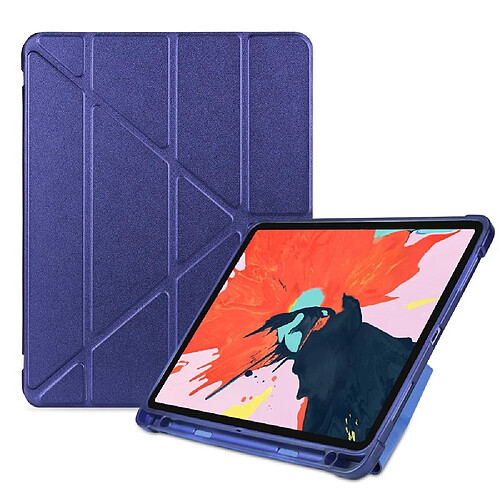 Wewoo Housse Étui Coque de protection TPU antichoc multi-rabattable pour iPad Pro 11 pouces 2018avec support et fente stylo bleu foncé