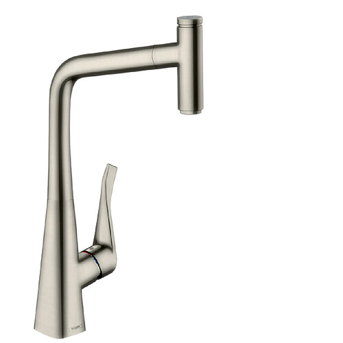 Hansgrohe - Mitigeur de cuisine 320 Metris Select M71 avec embout du bec extractible 1 jet, sBox finition Stainless Steel Finish