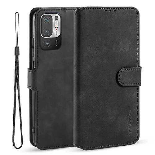 Dg.Ming Etui en PU + TPU antichute, style rétro avec support noir pour votre Xiaomi Redmi Note 10 5G