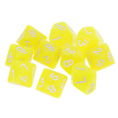 10pcs 10 cents dés d10 dés polyédriques pour dungeons et dragons jeu jaune