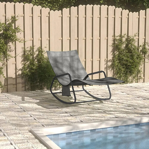 Maison Chic Chaise longue - Transat - Bain de Soleil acier et textilène gris