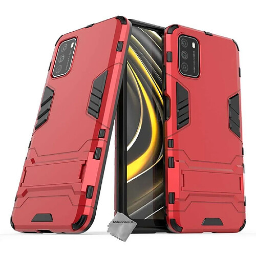 Htdmobiles Coque rigide anti choc pour Xiaomi Poco M3 + film ecran - ROUGE