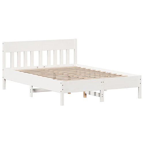 Vidaxl Cadre de lit avec tête de lit blanc 120x190 cm bois pin massif