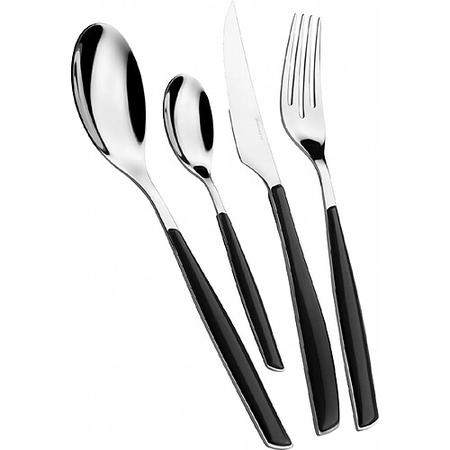 Couverts Glamour Noirs de Casa Bugatti, Set de 24 pcs. Boite de fenêtre